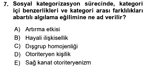 Sosyal Psikoloji 2 2016-2017 3 Ders Sınavı - 7. soru