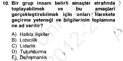 Sosyal Psikoloji 2 2012-2013 Ara Sınav - 10. soru