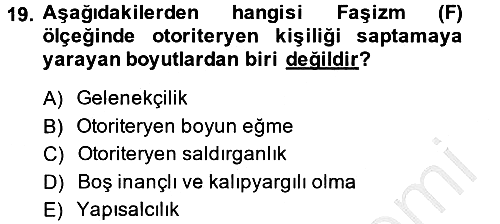 Sosyal Psikoloji 2 2013-2014 Ara Sınav - 19. soru