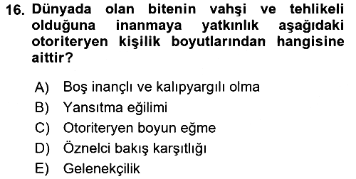 Sosyal Psikoloji 2 2015-2016 Ara Sınav - 16. soru