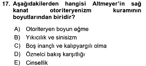Sosyal Psikoloji 2 2015-2016 Ara Sınav - 17. soru