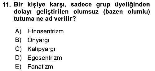 Sosyal Psikoloji 2 2021-2022 Ara Sınav - 11. soru