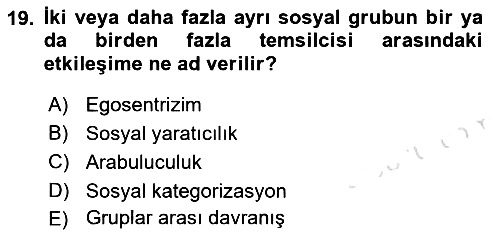 Sosyal Psikoloji 2 2021-2022 Ara Sınav - 19. soru