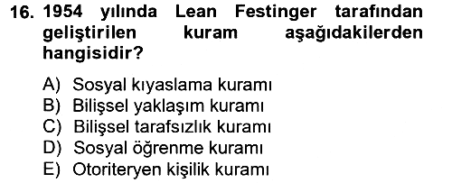 Sosyal Psikoloji 2 2012-2013 Dönem Sonu Sınavı - 16. soru