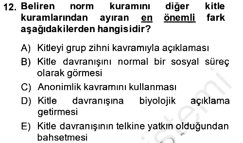 Sosyal Psikoloji 2 2013-2014 Dönem Sonu Sınavı - 12. soru
