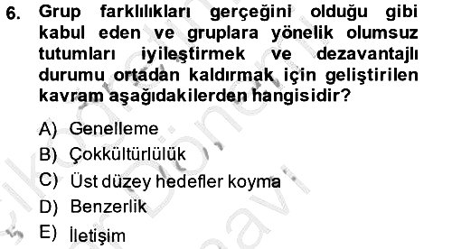 Sosyal Psikoloji 2 2014-2015 Dönem Sonu Sınavı - 6. soru