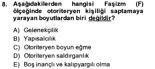 Sosyal Psikoloji 2 2014-2015 Tek Ders Sınavı - 8. soru
