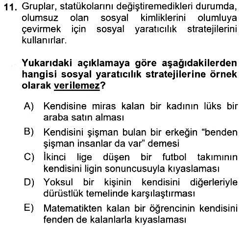 Sosyal Psikoloji 2 2015-2016 Tek Ders Sınavı - 11. soru