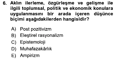 Sosyolojide Araştırma Yöntem ve Teknikleri 2016-2017 Ara Sınav - 6. soru