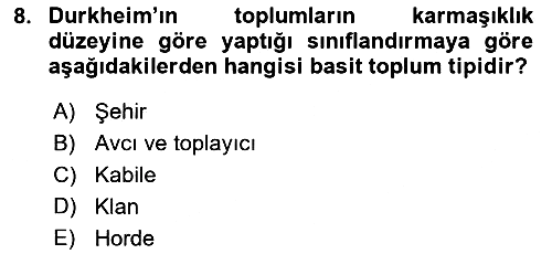 Sosyolojide Araştırma Yöntem ve Teknikleri 2025-2026 Ara Sınav - 8. soru