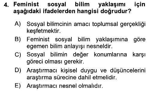 Sosyolojide Araştırma Yöntem ve Teknikleri 2015-2016 Dönem Sonu Sınavı - 4. soru