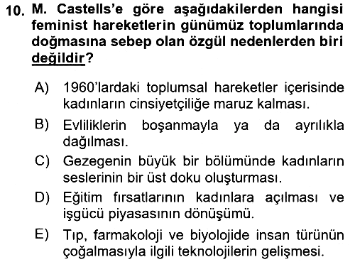 Sosyolojide Yakın Dönem Gelişmeler 2017-2018 3 Ders Sınavı - 10. soru