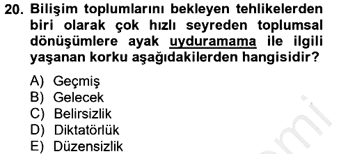 Sosyolojide Yakın Dönem Gelişmeler 2012-2013 Ara Sınav - 20. soru