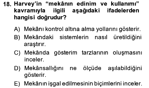 Sosyolojide Yakın Dönem Gelişmeler 2013-2014 Dönem Sonu Sınavı - 18. soru