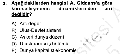 Sosyolojide Yakın Dönem Gelişmeler 2014-2015 Dönem Sonu Sınavı - 3. soru