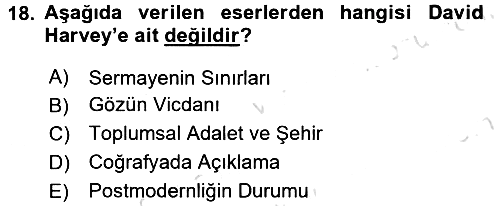 Sosyolojide Yakın Dönem Gelişmeler 2015-2016 Dönem Sonu Sınavı - 18. soru