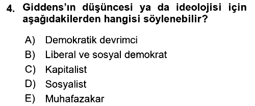Sosyolojide Yakın Dönem Gelişmeler 2023-2024 Dönem Sonu Sınavı - 4. soru