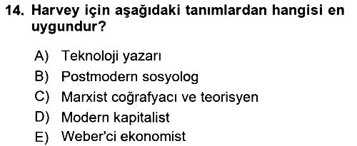 Sosyolojide Yakın Dönem Gelişmeler 2025-2026 Dönem Sonu Sınavı - 14. soru
