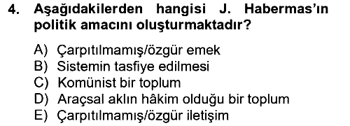 Sosyolojide Yakın Dönem Gelişmeler 2013-2014 Tek Ders Sınavı - 4. soru