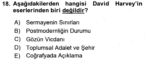 Sosyolojide Yakın Dönem Gelişmeler 2015-2016 Tek Ders Sınavı - 18. soru