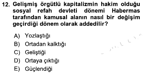 Sosyolojide Yakın Dönem Gelişmeler 2021-2022 Yaz Okulu Sınavı - 12. soru