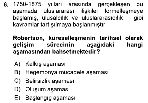 Sosyolojiye Giriş 2018-2019 3 Ders Sınavı - 6. soru