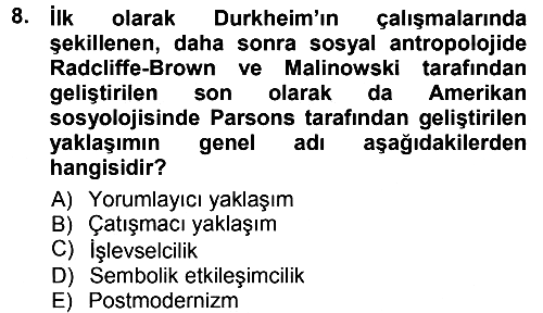 Sosyolojiye Giriş 2012-2013 Ara Sınav - 8. soru