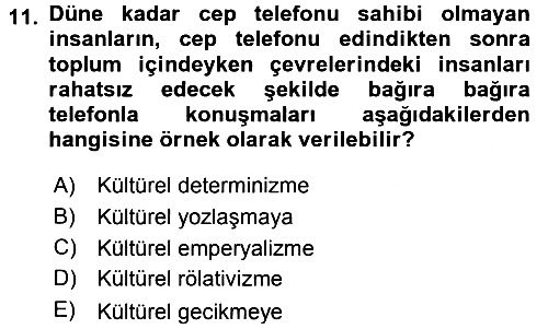 Sosyolojiye Giriş 2016-2017 Dönem Sonu Sınavı - 11. soru