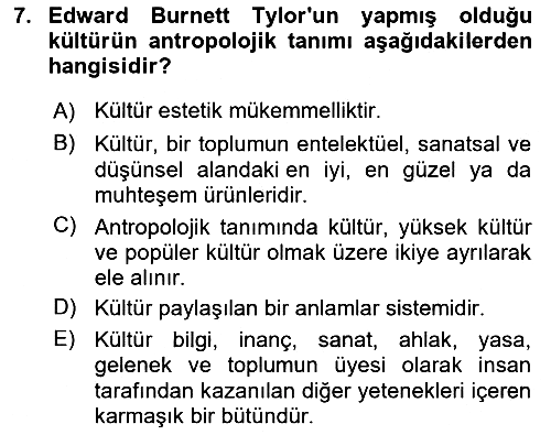 Sosyolojiye Giriş 2023-2024 Dönem Sonu Sınavı - 7. soru