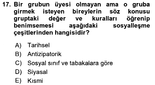 Sosyolojiye Giriş 2024-2025 Dönem Sonu Sınavı - 17. soru