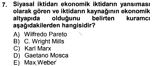 Sosyolojiye Giriş 2014-2015 Tek Ders Sınavı - 7. soru
