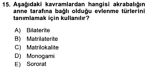 Sosyolojiye Giriş 2022-2023 Yaz Okulu Sınavı - 15. soru