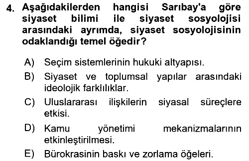 Sosyolojiye Giriş 2025-2026 Dönem Sonu Sınavı - 4. soru