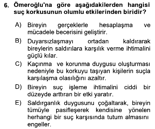 Suç Sosyolojisi 2017-2018 3 Ders Sınavı - 6. soru