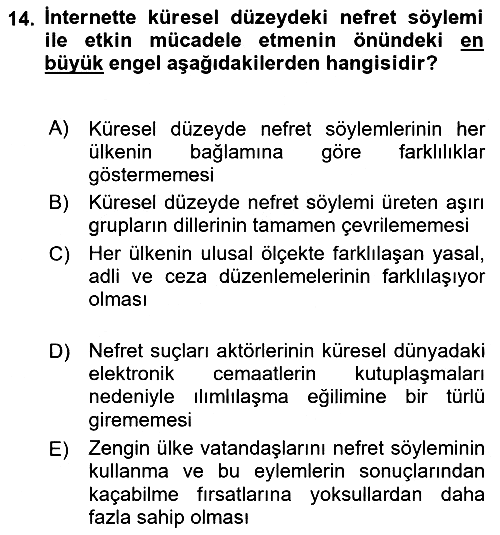 Suç Sosyolojisi 2018-2019 3 Ders Sınavı - 14. soru