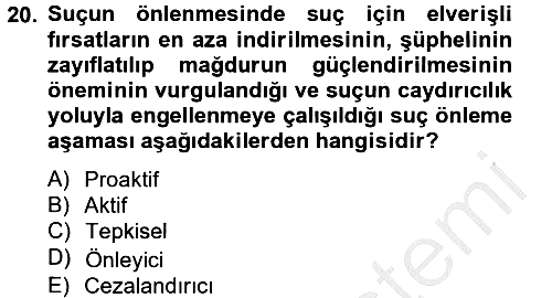 Suç Sosyolojisi 2012-2013 Ara Sınav - 20. soru