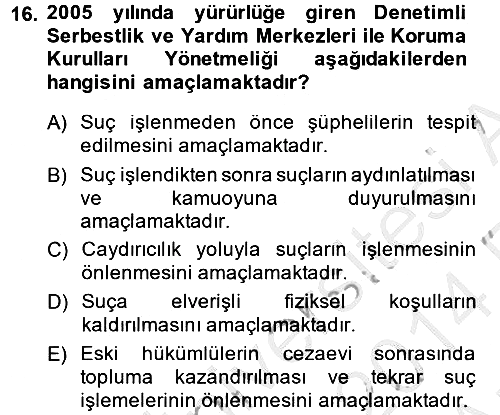 Suç Sosyolojisi 2013-2014 Ara Sınav - 16. soru