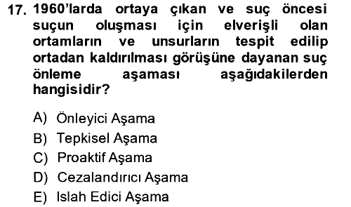 Suç Sosyolojisi 2013-2014 Ara Sınav - 17. soru
