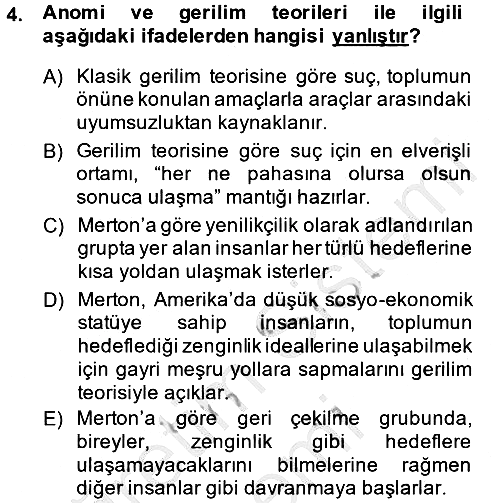 Suç Sosyolojisi 2014-2015 Ara Sınav - 4. soru