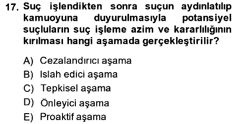 Suç Sosyolojisi 2014-2015 Ara Sınav - 17. soru