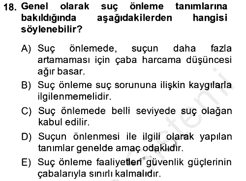 Suç Sosyolojisi 2014-2015 Ara Sınav - 18. soru