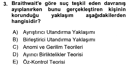 Suç Sosyolojisi 2015-2016 Ara Sınav - 3. soru