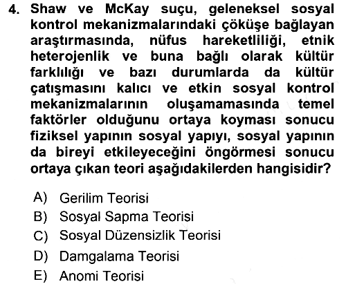 Suç Sosyolojisi 2015-2016 Ara Sınav - 4. soru