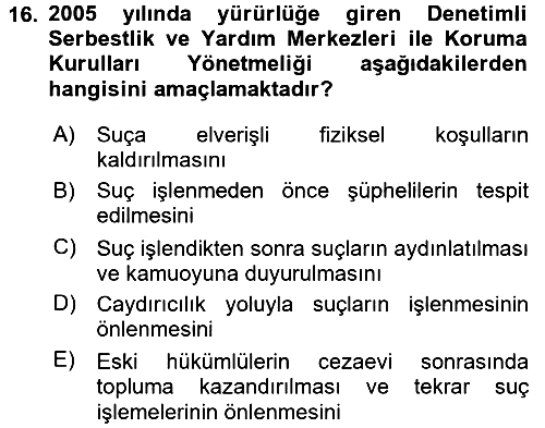 Suç Sosyolojisi 2015-2016 Ara Sınav - 16. soru
