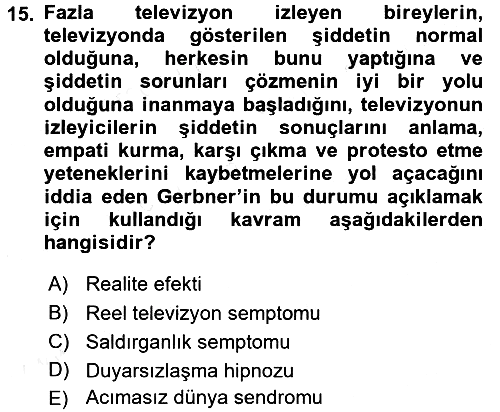 Suç Sosyolojisi 2017-2018 Ara Sınav - 15. soru