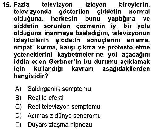 Suç Sosyolojisi 2018-2019 Ara Sınav - 15. soru