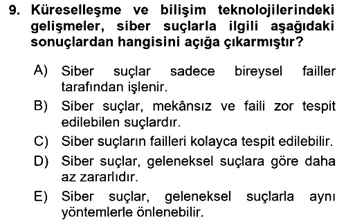 Suç Sosyolojisi 2023-2024 Ara Sınav - 9. soru