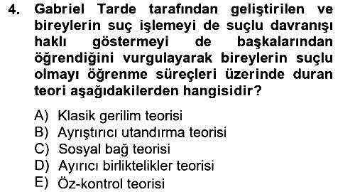 Suç Sosyolojisi 2012-2013 Dönem Sonu Sınavı - 4. soru