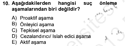 Suç Sosyolojisi 2012-2013 Dönem Sonu Sınavı - 10. soru