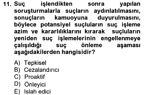 Suç Sosyolojisi 2012-2013 Dönem Sonu Sınavı - 11. soru
